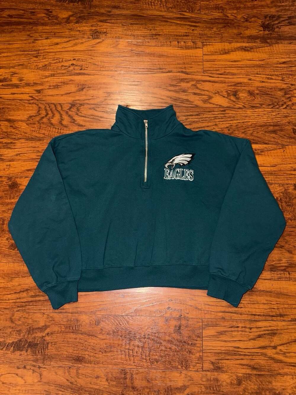 Philadelphia Eagles Green Quarter-Zip Sweatshirt with Embroidered Logo